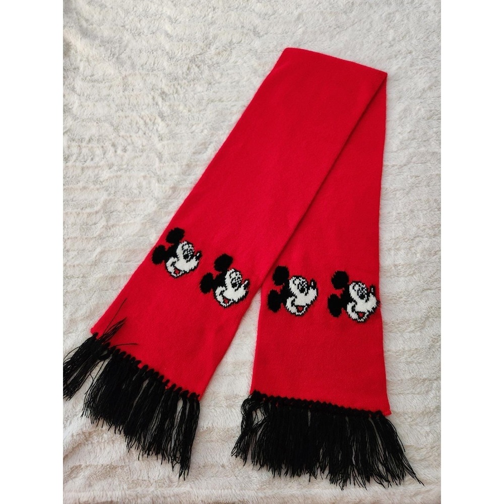 Vintage 80s Walt Disney Knit Scarf‎ Mickey Mouse Garon Mills Knit 100% Acrylic